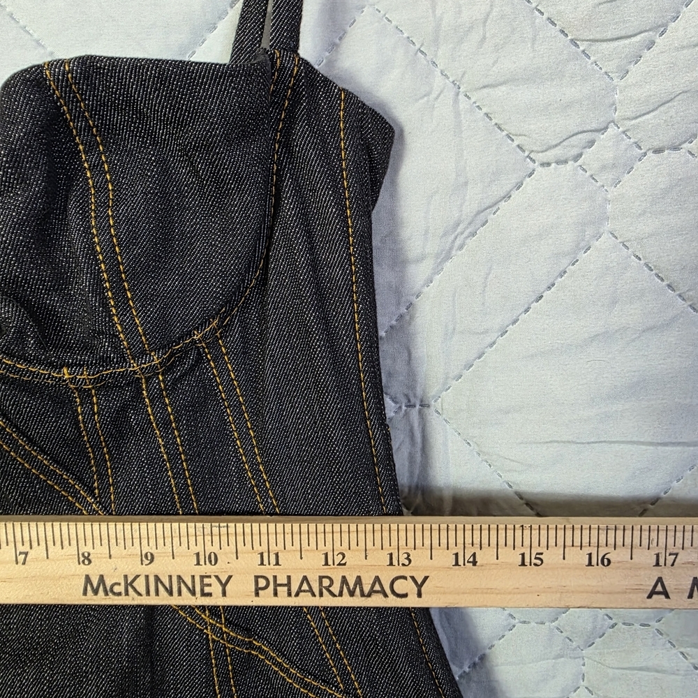 Dolce & Gabbana denim corseted dress. Leopard Print Sz 38 - Picture 8 of 12